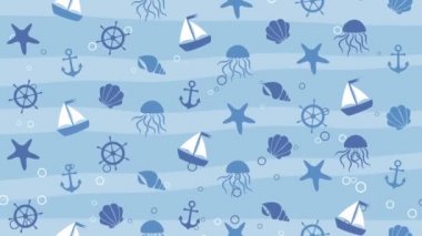 Gemiler, denizanaları ve kabukları ile deniz arka plan