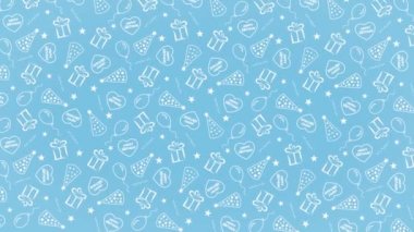 Arka Plan Desen Mutlu Yıllar balonlar, parti şapkaları ve kalpleri ile