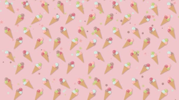 Ice Cream bewegende achtergrond patroon — Stockvideo