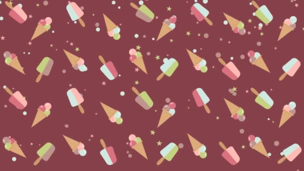 Jégkrém mozgó háttér minta — Stock videók