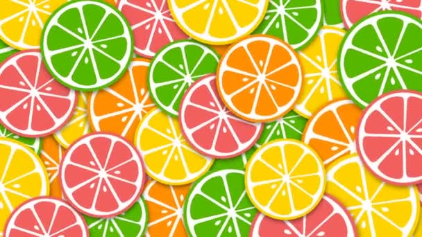 Sfondo colorato con limoni rotanti — Video Stock