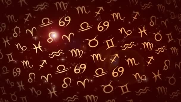 Signes du zodiaque sur le fond rouge foncé 