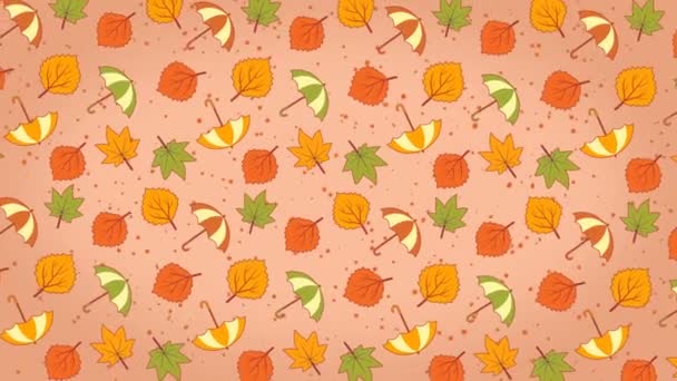 Regenschirme und Blätter Herbst Hintergrund — Stockvideo