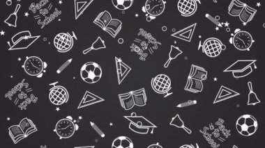 Okula Dönüş, kitap, küre, kalem, top, saat ile arka plan