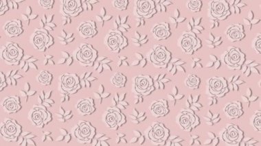 Gül ve yaprakları ile açık pembe arka plan