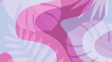 Yaz renkli arka plan 4K, tropikal yapraklı düz animasyon, döngülü hareket grafikleri