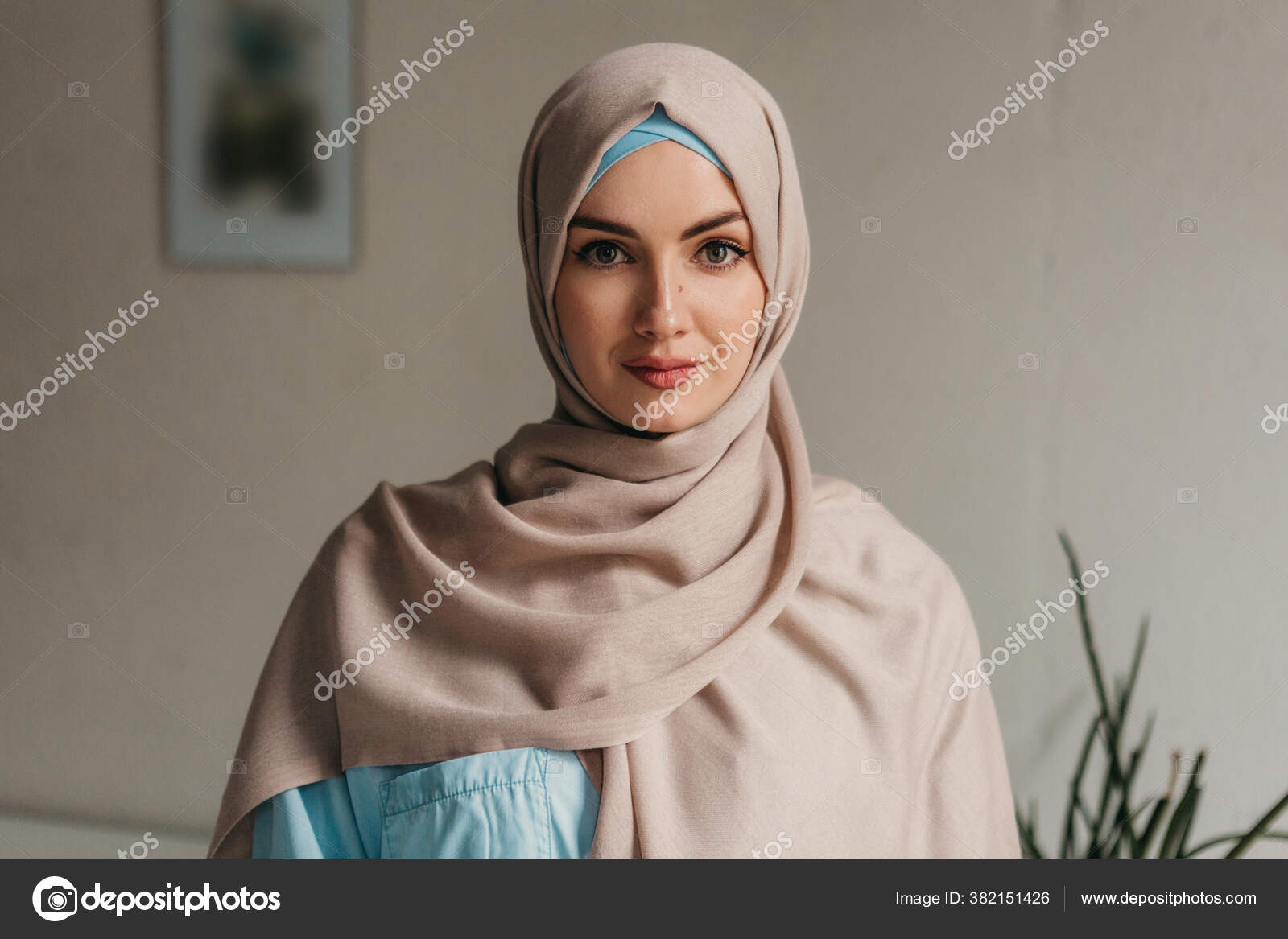 Young Pretty Muslim Woman Hijab Working Laptop Office Room ...