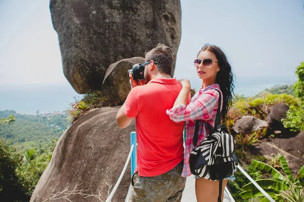 Jeune Couple Hipster Heureux Amour Voyageant Autour Monde Visites Touristiques — Photo