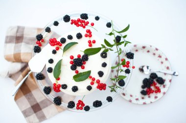 Böğürtlenli ve naneli cheesecake.