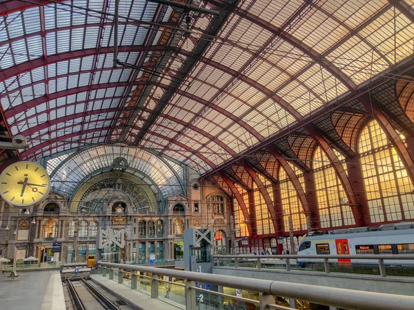 Antwerp Belgium Anno 2018 Monumental Antwerp Train Station Antwerp Central — Stock fotografie