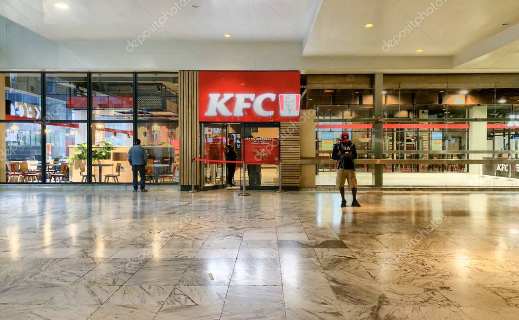 Brussels, Belgium, June 5, 2019, First Restaurant of KFC, Kentucky Fried Chicken, opens in Belgium in the Brussels North railway station. KFC is a fast food restaurant chain that specializes in fried