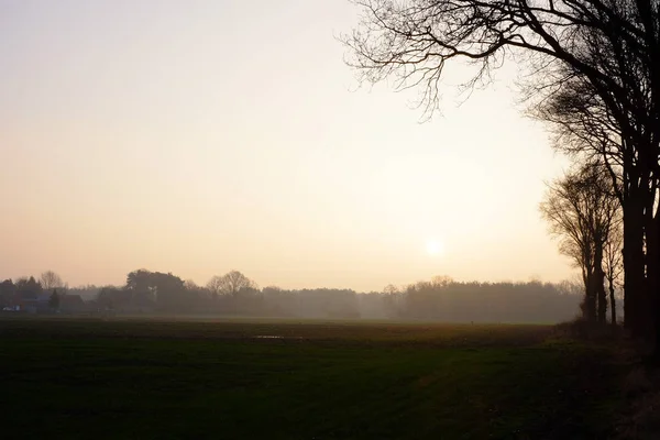 Vista panorâmica da paisagem agrícola ao nascer do sol — Fotografia de Stock