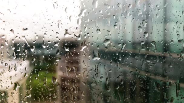 Gotas de lluvia en una ventana — Vídeo de stock