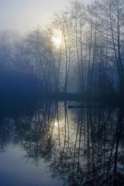 Misty paysage lever de soleil — Photo