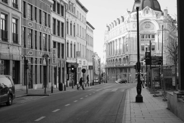 Brüksel, Belçika, Nisan 2018, Rue de Lombard, Brüksel, Belçika, tek renkli