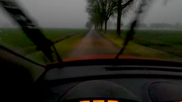 Rijden op een mistige landweg — Stockvideo