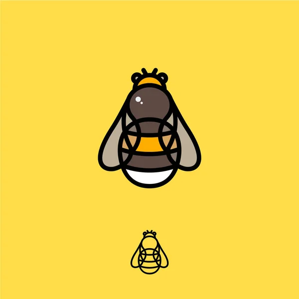 Bee Logo Bee Rovný Emblém Žlutém Podkladu Lineární Logo Možnost — Stockový vektor