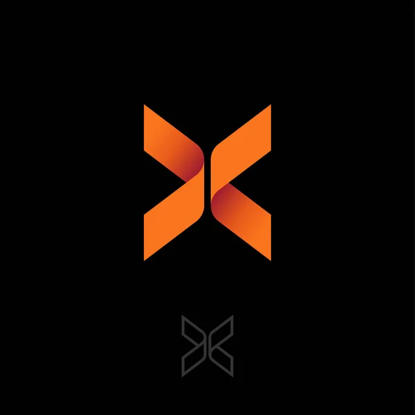 字母像蝴蝶 折纸会徽 折纸标志 像橙色丝带 两个元素组成了 轮廓选项 — 图库矢量图片