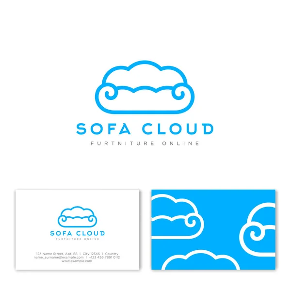 Logo Chmura Kanapa Niebieska Sofa Liniowe Jak Puszyste Chmury Sklep — Wektor stockowy