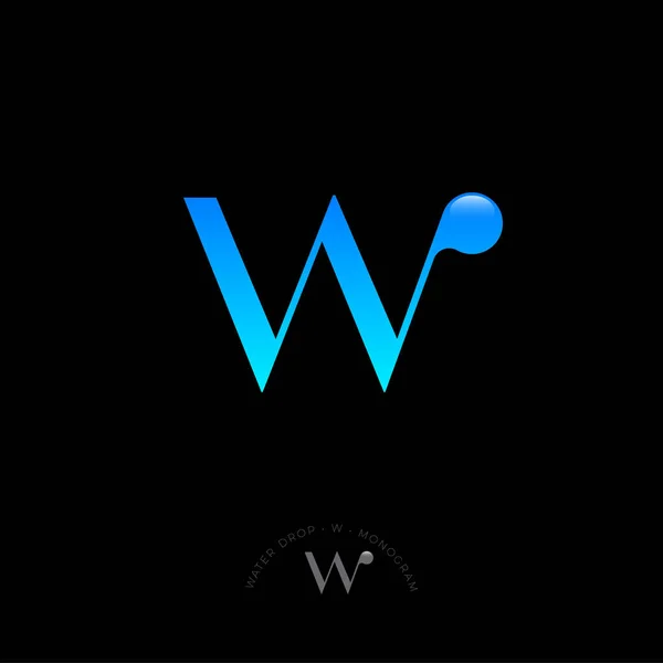 Monogramme Lettre Bleue Avec Goutte Eau Logo Pour Eau Claire — Image vectorielle