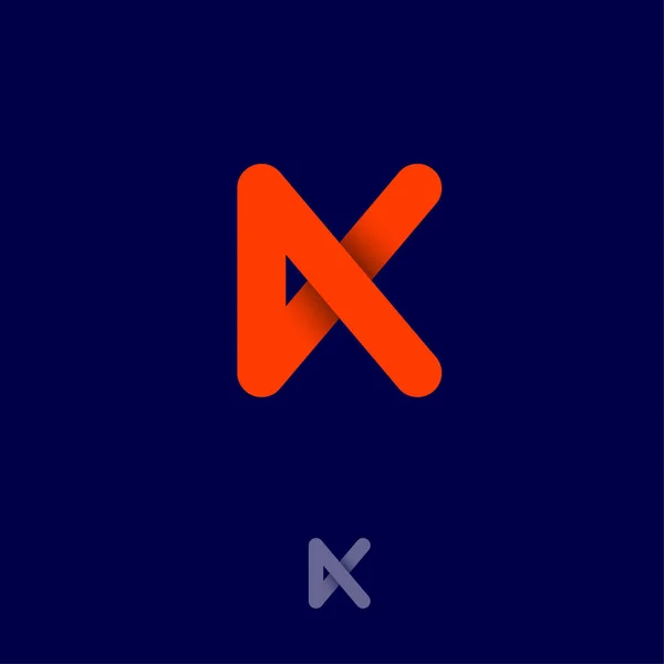 Oranje Brief Lineaire Monogram Met Schaduw Geïsoleerd Donker Blauwe Achtergrond — Stockvector
