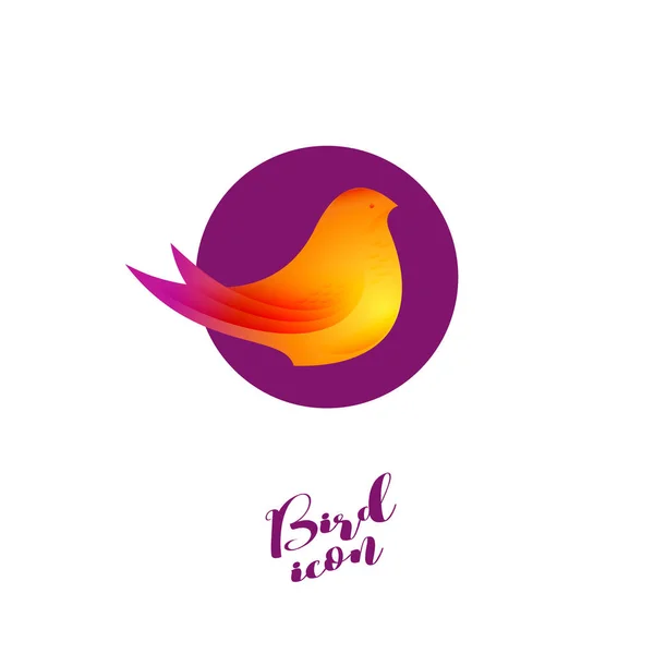 Early Bird Logo Piękny Ptak Białym Tle Fioletowym Tle Rano — Wektor stockowy