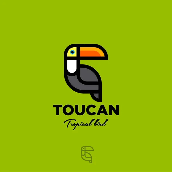 Tukan Logo Godło Płaskie Tropikalnych Ptaków Tukan Ikona Żółto Zielonym — Wektor stockowy