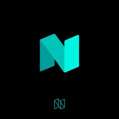  N monogram. N harfi. N origami logosunu görmeniz gerekir. N harfi koyu arka plan üzerinde masmavi şerit olarak. Monokrom seçeneğini.