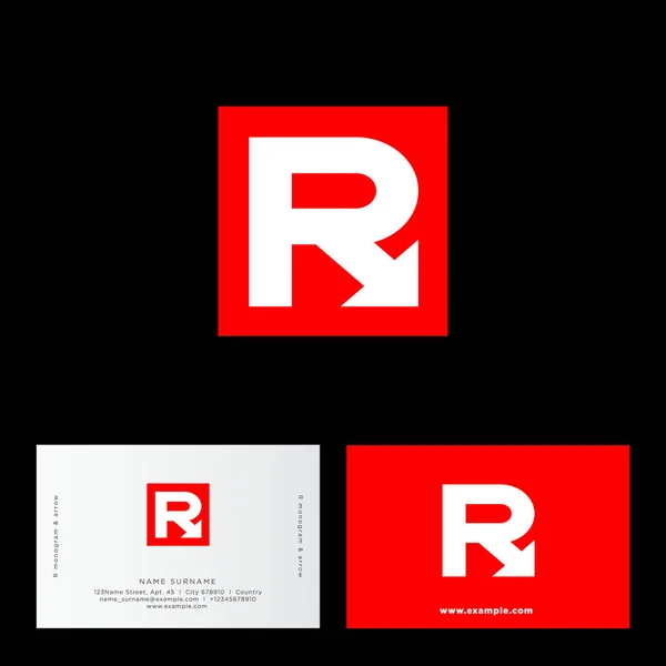 Carta Logo Entrega Monograma Con Flecha Aislado Sobre Fondo Rojo — Vector de stock