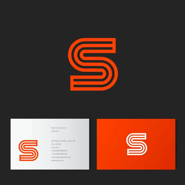 Písmeno Lineární Logo Oranžovou Monogram Izolované Tmavém Pozadí Identita Vizitka — Stockový vektor