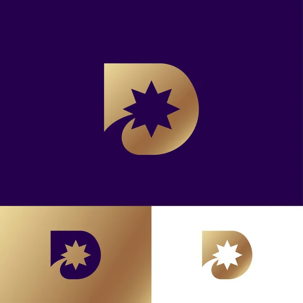 Harfi Altın Monogram Yıldız Ile Kozmetik Için Logo Güzel Altın — Stok Vektör