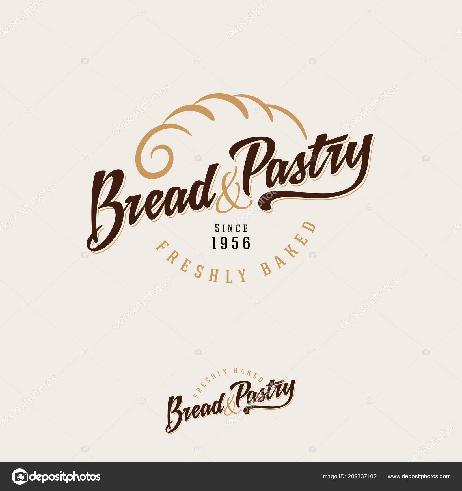 Bakery Logo Bread Baking Emblem Vintage Bakery Logo Gold Pie Stock