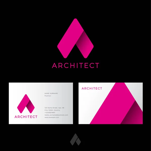 Dopis Architekt Logo Růžová Origami Písmeno Jako Stuha Identita Vizitka — Stockový vektor