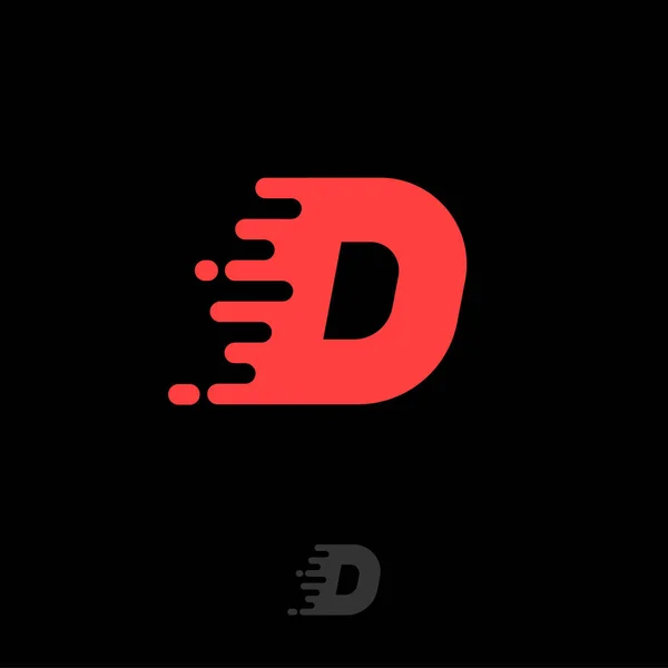 Doručení Logo Červené Písmeno Izolované Černém Pozadí Písmeno Rychlost Dodávky — Stockový vektor