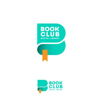 B harfi. Kitap kulübü logosu. Dijital Kütüphane amblemi. Yeşil mektup B kitap gibi. Elektronik Kütüphane logosu. 