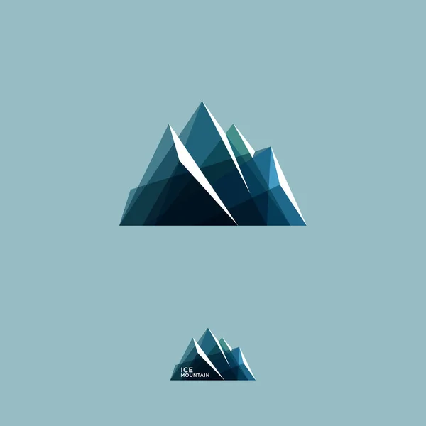 Icono Ice Mountain Hermosas Montañas Oscuras Cristales Transparentes Con Bordes — Vector de stock