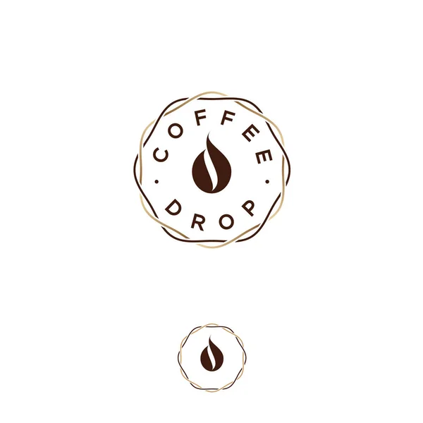Kaffeetropfen Logo Kaffee Emblem Kaffeetropfen Wie Kaffeebohnen Ineinander Verschlungenen Kranzlinien — Stockvektor