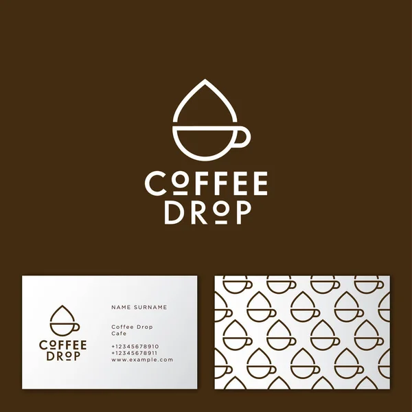 Coffee Drop Logo Coffee Emblem Cup Drop Linear Flat Icon — Stock Vector
