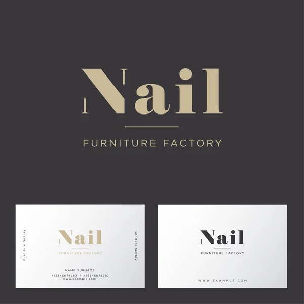 Nail Logo Letter Nails Beautiful Gold Emblem Logo Furniture Factory — Stock Vector