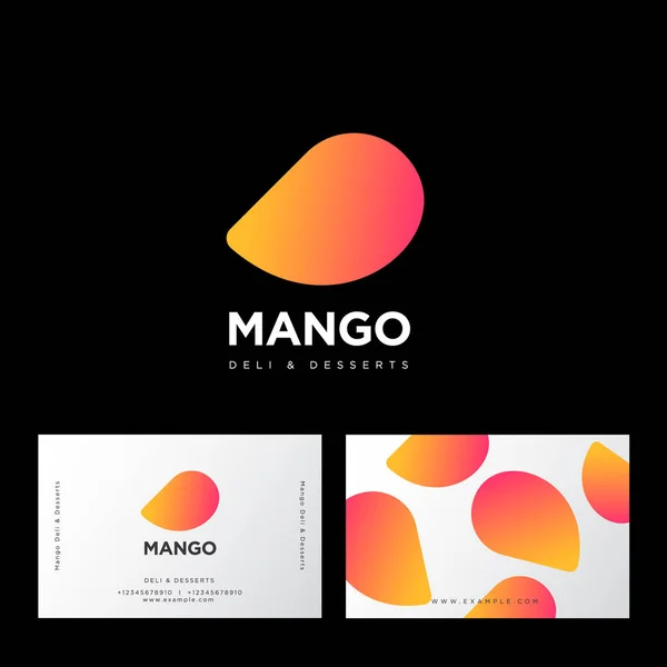 Logo Mango Deli Postres Dulce Café Mango Cartas Emblema Sweets — Vector de stock