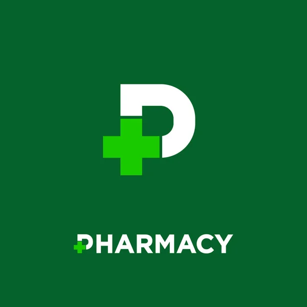 Logo Della Farmacia Lettera Con Icona Croce Della Farmacia Isolata — Vettoriale Stock