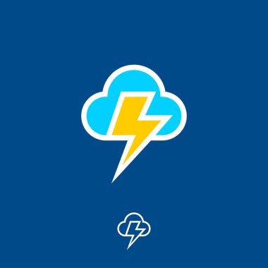 Bulut ve yıldırım ikonuna. Hava sohbet. Hava sembolü.