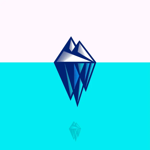 Logo Iceberg Extremo Emblema Gira Estilo Grabado — Vector de stock