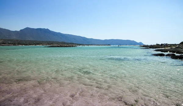 Elafonisi beach with pink sand on Crete, Greece. Beautiful beach with pink sand.