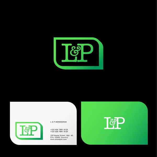 Letters Monogram Green Frame Web Icon Identity Business Card — Stock Vector