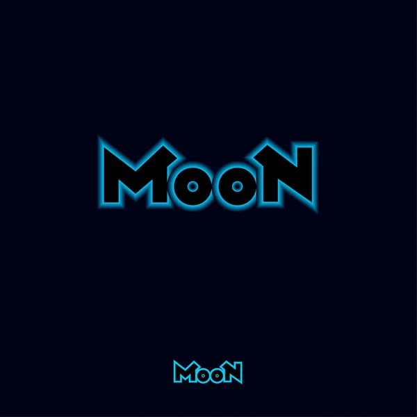 Månen Logotypen Brev Sammansättning Abstrakta Skylt Med Blå Neonljus — Stock vektor