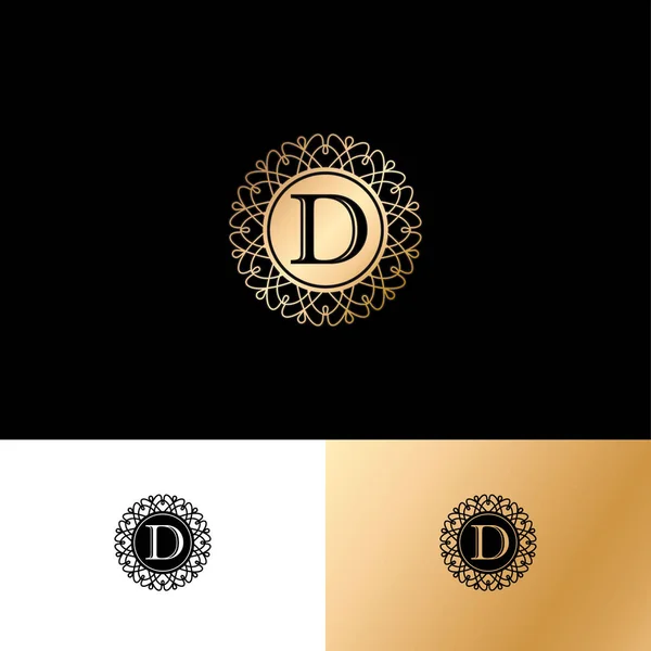 List Lub Monogram Oryginalny Złoty Symbol Literę Kręgu Ornament Koronki — Wektor stockowy