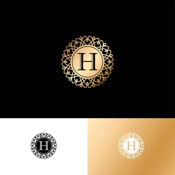 Litera Lub Monogram Oryginalny Złoty Literowy Symbol Kręgu Ornament Koronki — Wektor stockowy