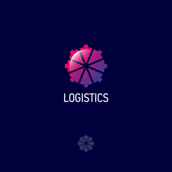 Logo Logistico Frecce Direzionali Tendono Verso Centro Web Lucido Icona — Vettoriale Stock