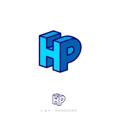 HP logosu. H ve P Blok harflerle. Çok renkli amblem 3d gibi. 